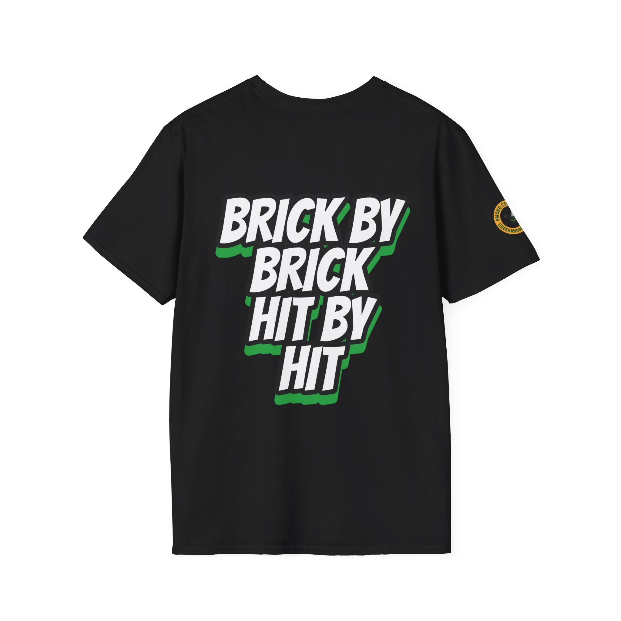 BRICK BY BRICK, HIT BY HIT — GreenandSEEN — Gildan 64000 Softstyle Tee — Dark