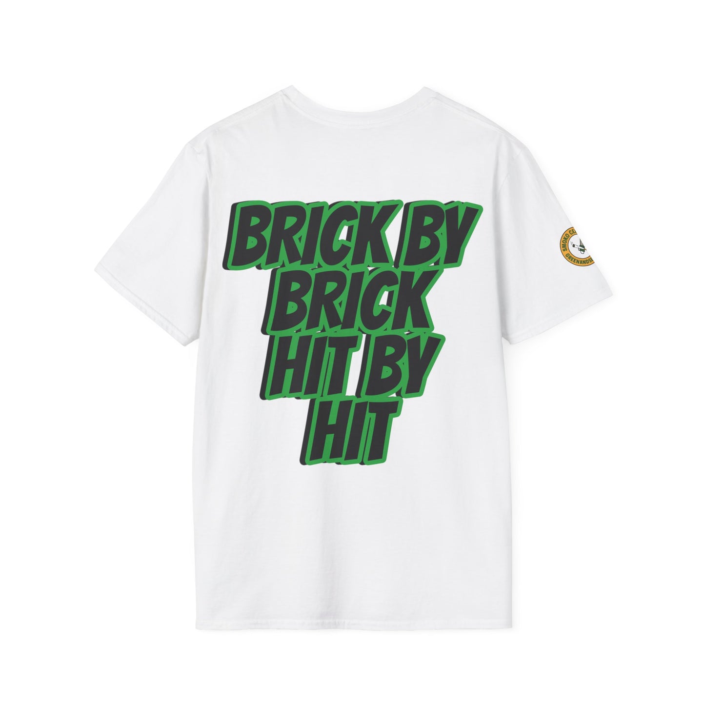 BRICK BY BRICK, HIT BY HIT — GreenandSEEN — Gildan 64000 Softstyle Tee — Light