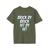 BRICK BY BRICK, HIT BY HIT — GreenandSEEN — Gildan 64000 Softstyle Tee — Dark