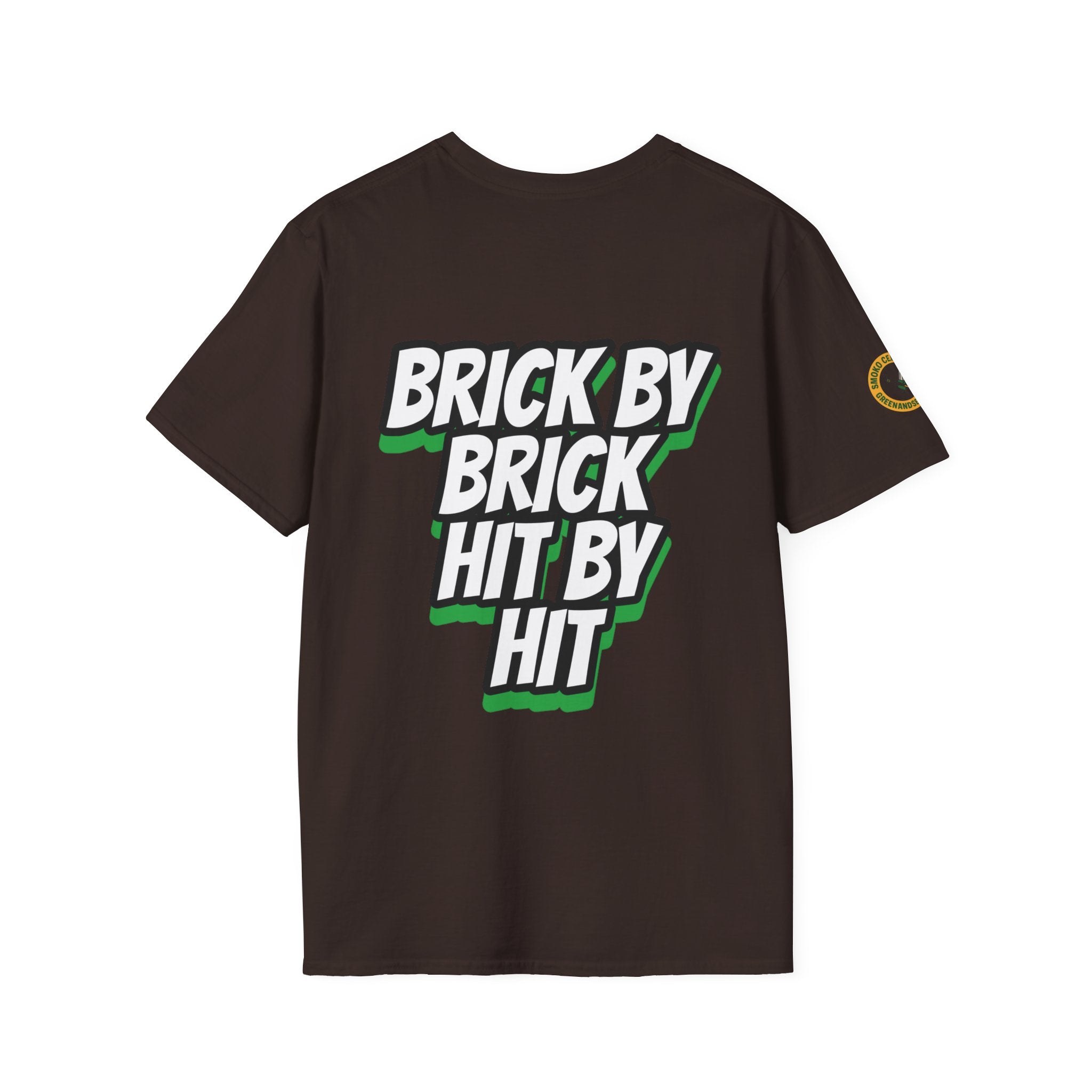 BRICK BY BRICK, HIT BY HIT — GreenandSEEN — Gildan 64000 Softstyle Tee — Dark