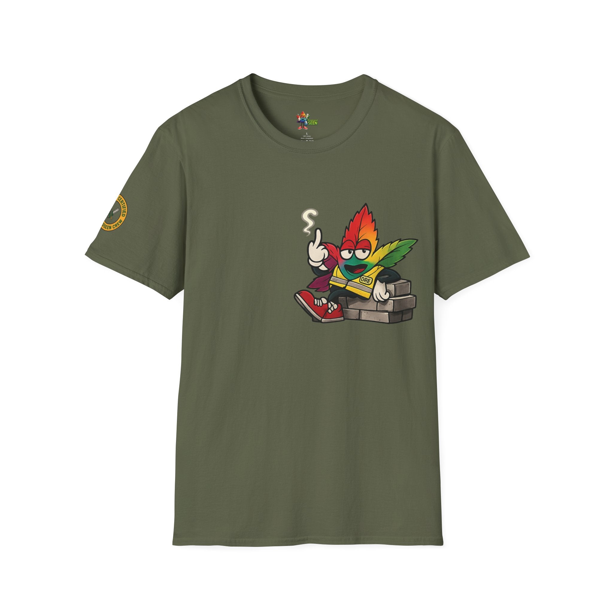BRICK BY BRICK, HIT BY HIT — GreenandSEEN — Gildan 64000 Softstyle Tee — Dark