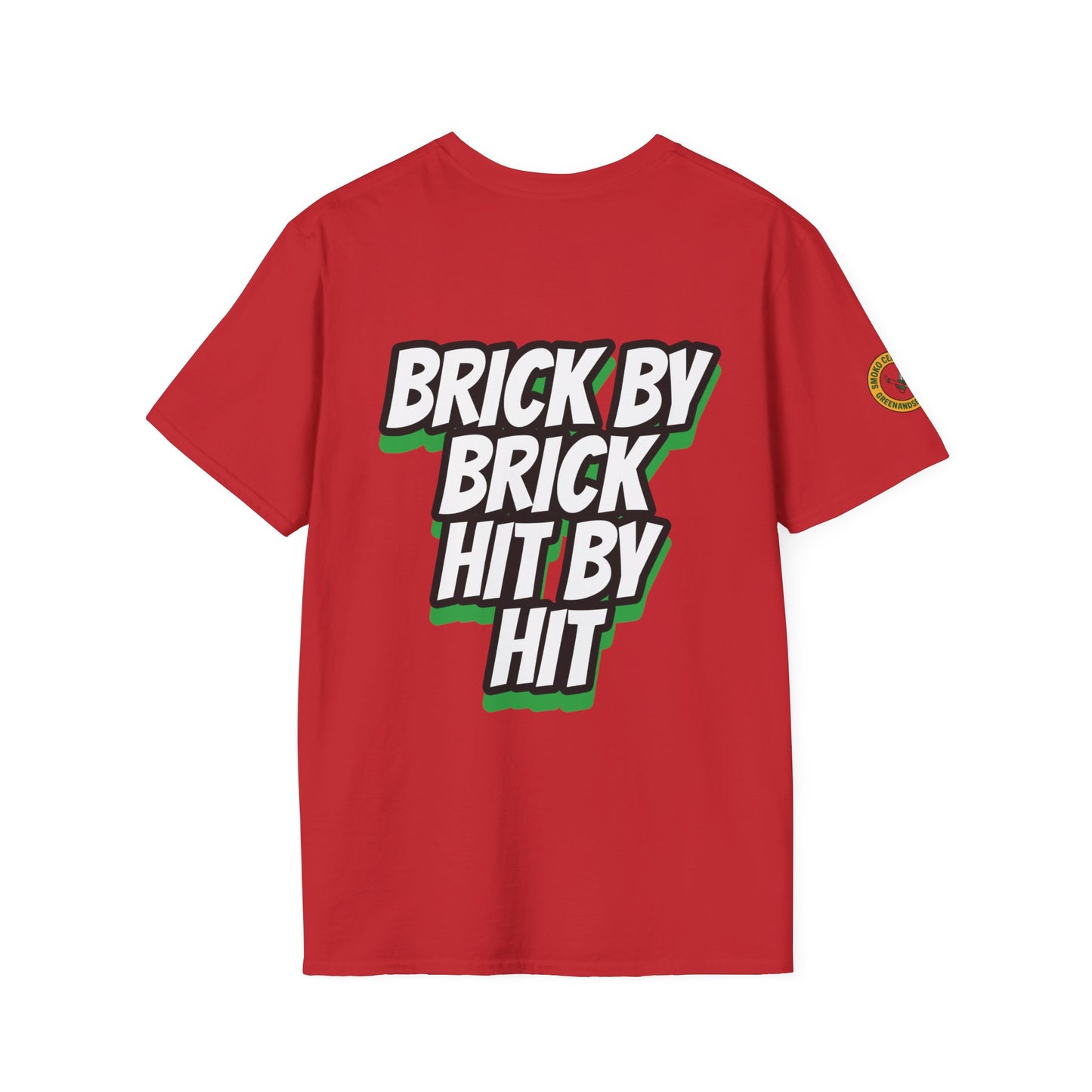 BRICK BY BRICK, HIT BY HIT — GreenandSEEN — Gildan 64000 Softstyle Tee — Dark